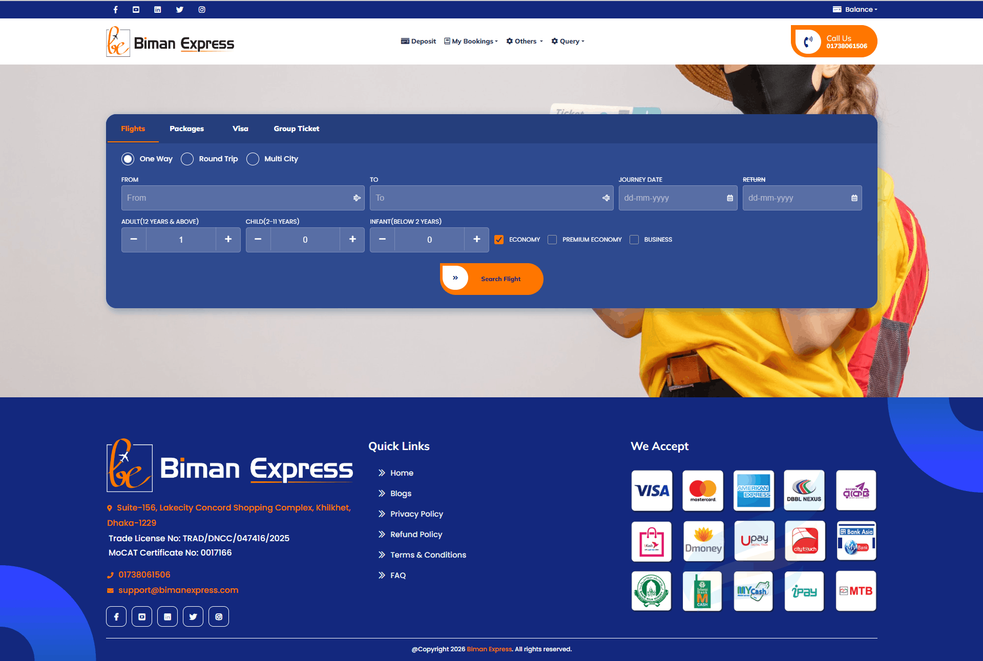 Biman Express home page